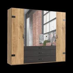 Ygo Kleerkast KICK Plankeneiche/Raw Steel B250| Draaideurkasten