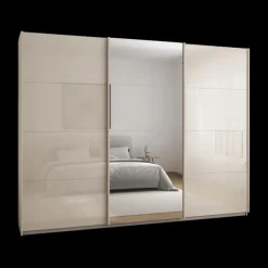 Ygo Kleerkast SWEDEN Champagne/Glas B271| Schuifdeurkasten