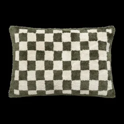 Ygo Kussen DAMDRO Dambordmotief Groen| Sierkussens & Plaids