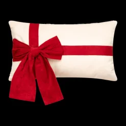 Ygo Kussen GIFTY Beige met Strik Rood| Kerst