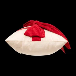 Ygo Kussen GIFTY Beige met Strik Rood| Kerst