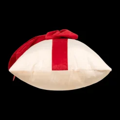 Ygo Kussen GIFTY Beige met Strik Rood| Kerst