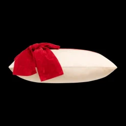 Ygo Kussen GIFTY Beige met Strik Rood| Kerst