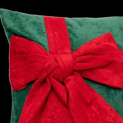 Ygo Kussen GIFTY Groen met Strik Rood| Kerst