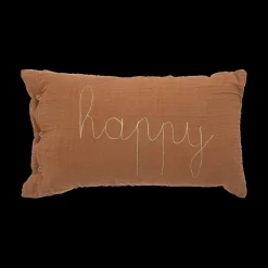 Ygo Kussen JOLEIN HAPPY Katoen Terra| Decoratieve Accessoires|Accessoires