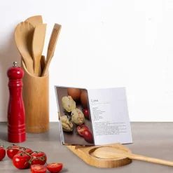 Ygo Lepelset 4Del in Staander Bamboe| Kookaccessoires|Bakaccessoires