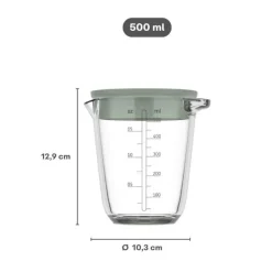 Ygo Maatbeker CHEF IT Glas 0,5L m/Deksel Chalk| Keukenaccessoires|Kookaccessoires