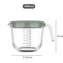 Ygo Maatbeker CHEF IT Glas 1L m/Deksel Chalk| Keukenaccessoires|Kookaccessoires