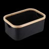 Ygo Opbergmand SOLIAM Rh. Zwart/Bamboe| Badkameropbergers|Opbergaccessoires