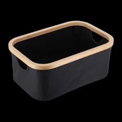 Ygo Opbergmand SOLIAM Rh. Zwart/Bamboe| Badkameropbergers|Opbergaccessoires
