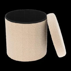 Ygo Opbergpouf BUOLI Rond Teddy Beige| Opbergboxen|Decoratieve Opbergers