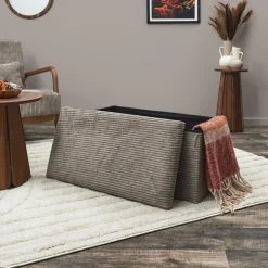 Ygo Opbergpouf COLLETE Rh Rib Taupe| Opbergboxen|Decoratieve Opbergers