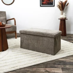 Ygo Opbergpouf COLLETE Rh Rib Taupe| Opbergboxen|Decoratieve Opbergers