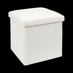 Ygo Opbergpouf COLLETE Vk Rib Wit| Opbergboxen|Decoratieve Opbergers