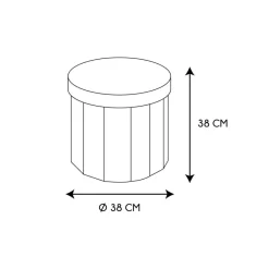 Ygo Opbergpouf DOAKA Rond Lichtgrijs| Opbergboxen|Decoratieve Opbergers