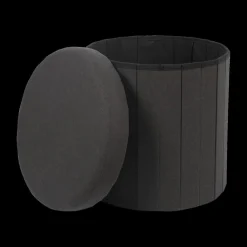Ygo Opbergpouf DOAKA Rond Zwart| Opbergboxen|Decoratieve Opbergers