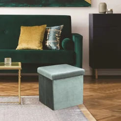 Ygo Opbergpouf FLIRAX Vierkant Mint| Opbergboxen|Decoratieve Opbergers
