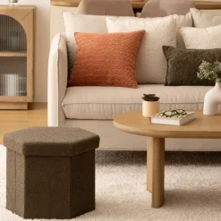 Ygo Opbergpouf HEXIO kaki| Opbergboxen|Decoratieve Opbergers
