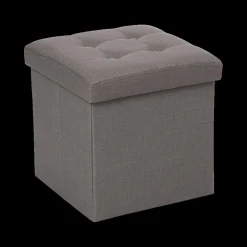 Ygo Opbergpouf LYSANDRA VK Stof Grijs| Opbergboxen|Decoratieve Opbergers