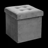 Ygo Opbergpouf LYSANDRA VK Velv. Grijs| Opbergboxen|Decoratieve Opbergers