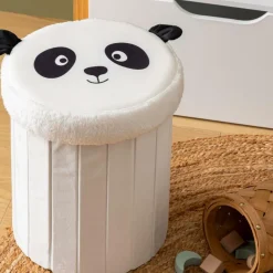 Ygo Opbergpouf PANDAI Panda Poly Wit/zwart| Decoratieve Accessoires|Tapijten