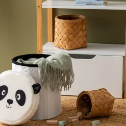 Ygo Opbergpouf PANDAI Panda Poly Wit/zwart| Decoratieve Accessoires|Tapijten