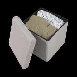 Ygo Opbergpouf TELLIA Teddy Grijs| Opbergboxen|Decoratieve Opbergers