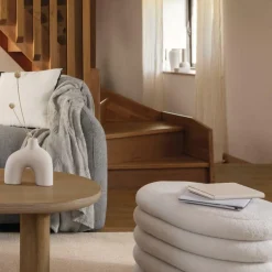 Ygo Opbergpouf ZILXIA Ovaal Bouclé Wit| Poufen & Voetenbanken