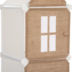 Ygo Opbergrek CASTLE 4Del. Met/Poly Wit/Beige| Slaapkamer|Accessoires