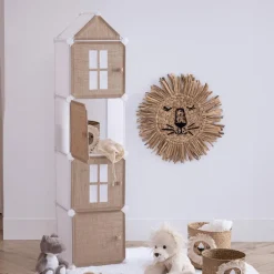 Ygo Opbergrek CASTLE 4Del. Met/Poly Wit/Beige| Slaapkamer|Accessoires