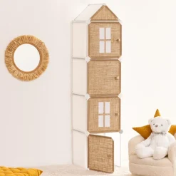 Ygo Opbergrek CASTLE 4Del. Met/Poly Wit/Beige| Slaapkamer|Accessoires