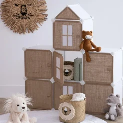 Ygo Opbergrek CASTLE 7Del. Met/Poly Wit/Beige| Slaapkamer|Accessoires