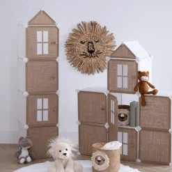 Ygo Opbergrek CASTLE 7Del. Met/Poly Wit/Beige| Slaapkamer|Accessoires