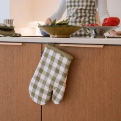 Ygo Ovenwant GINSHA Ruit Olijfgroen| Tafellinnen & -Textiel|Keukenlinnen