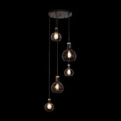 Ygo Pendel RAGA 5Del. Rond Zwart/Koper| Hanglampen