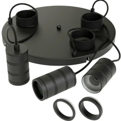 Ygo Pendel RETRO Rond 3D. Plafondplaat Zwart| Hanglampen