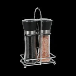 Ygo Peper/Zoutset KRUDO In Houder Met.| Keukenaccessoires|Kookaccessoires