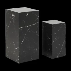Ygo Piedestals S/2 LIVA Zwart Marmerlook| Salontafels & Bijzettafels