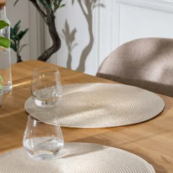 Ygo Placemat BRAID Rond Beige| Tafellinnen & -Textiel