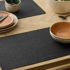 Ygo Placemat ELLI Rechthoek PU Zwart| Tafellinnen & -Textiel