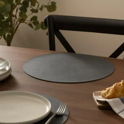 Ygo Placemat FLEO Rond Grijs| Tafellinnen & -Textiel