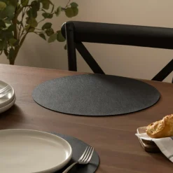 Ygo Placemat FLEO Rond Zwart| Tafellinnen & -Textiel