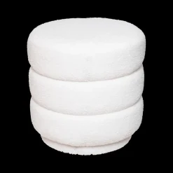 Ygo Poef ZINIAN Rond Boulé Wit| Poufen & Voetenbanken