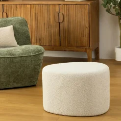 Ygo Pouf ADA Organisch Bouclé Naturel| Poufen & Voetenbanken