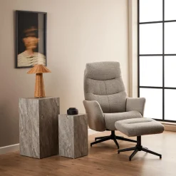 Ygo Relaxfauteuil HALDOR met Poef Monza Beige| Relaxen
