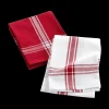 Ygo S/2 Keukenhanddoek TORCHA Katoen Wit/Rood| Keukenlinnen