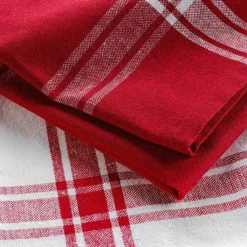 Ygo S/2 Keukenhanddoek TORCHA Katoen Wit/Rood| Keukenlinnen