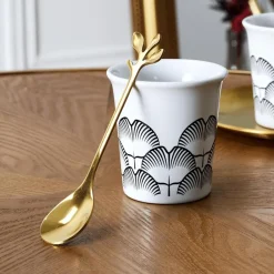 Ygo S/4 Koffielepel FEUILLI Rvs Goud| Bestek