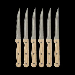 Ygo S/6 Luxe Steakmessen STEAK Hout| Bestek