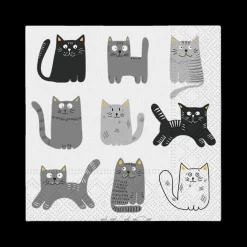 Ygo S/20 Serviet CATS Grijs/Zwart| Tafellinnen & -Textiel